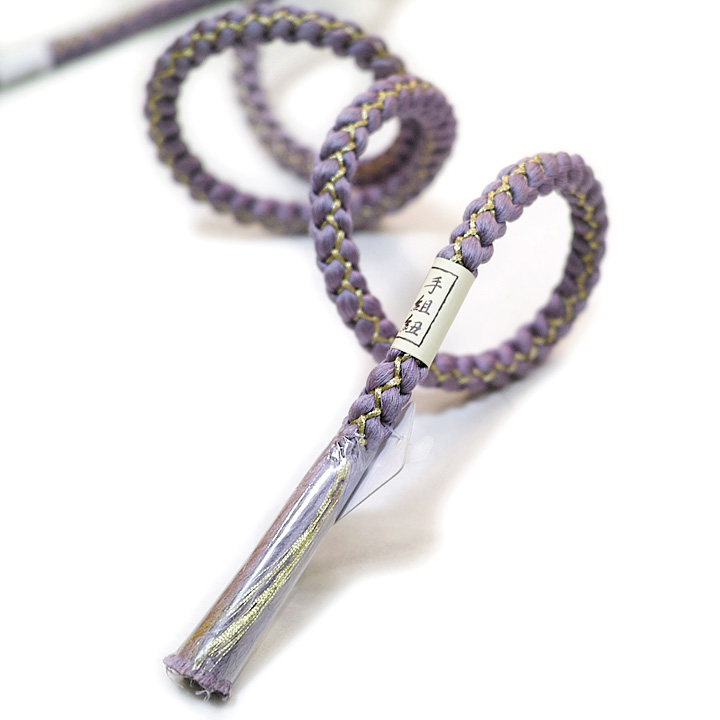 振袖用帯締め【手組紐　真珠とハート飾り　藤紫】 - ウインドウを閉じる
