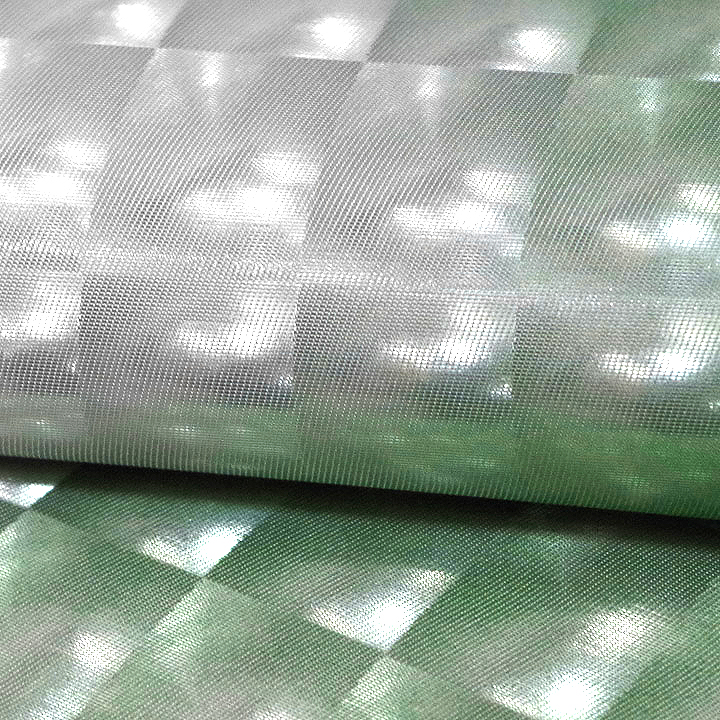 廣部謹製　ホログラム箔西陣織袋帯【格子　緑】