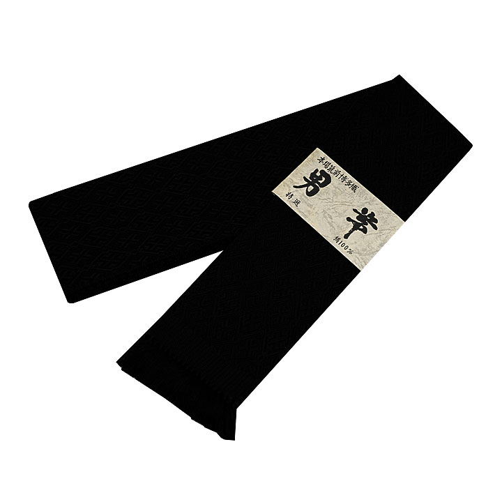 正絹　博多織角帯【割付文様　黒色】