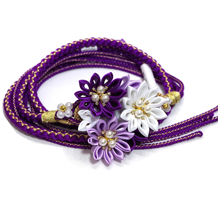 振袖用帯締め 紫 三ッ花 振袖用帯締め 紫 三ッ花 0428 Oj 02 7 150円 オンラインきもの見本市 大阪上本町のまつかわやが運営する着物サイト