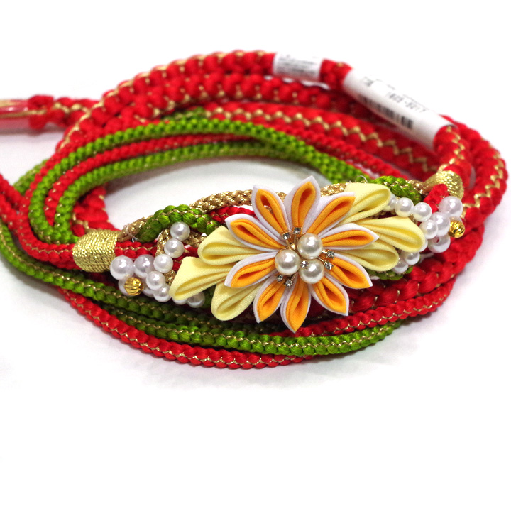 振袖用帯締め 赤 緑 花 振袖用帯締め 赤 緑 花 0428 Oj 33 7 150円 オンラインきもの見本市 大阪上本町のまつかわやが運営する着物サイト