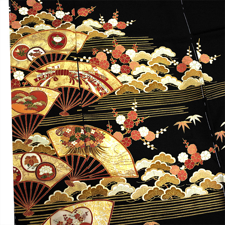 京都の一流染匠　正絹特選黒留袖【扇に松】仕立て込み - ウインドウを閉じる