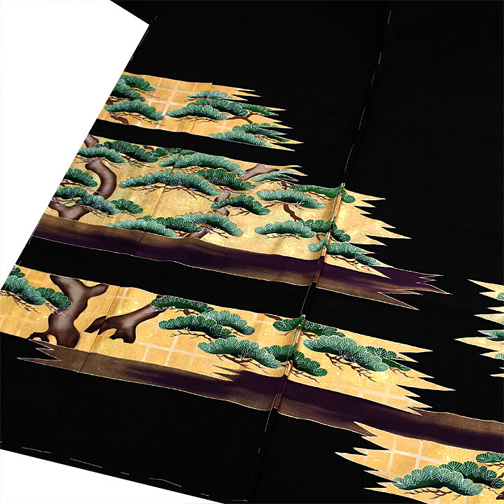 京都の一流染匠　正絹特選黒留袖【横段に松】仕立て込み - ウインドウを閉じる