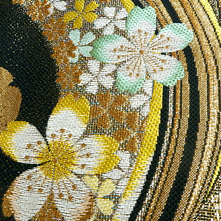 西陣織 酒井守謹製 袋帯【桜　黒金】 仕立て込み