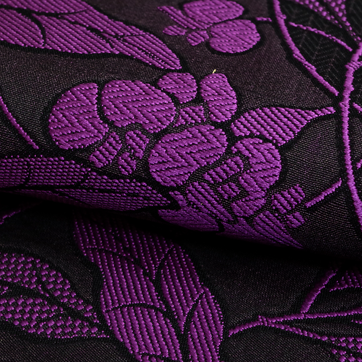 弥栄織物　西陣織九寸名古屋帯【幻想的な花植物　紫】 仕立て込み