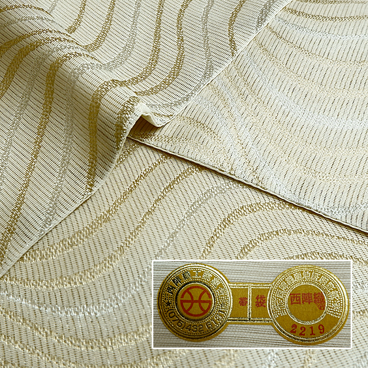 夏帯　西陣織 佐々木染織　絽袋帯【ベージュ　波縞模様】