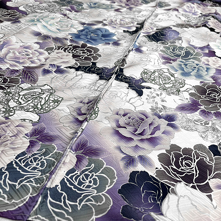 正絹　振袖【薔薇　紫】仕立て込み