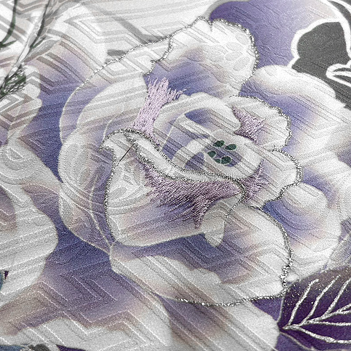 正絹　振袖【薔薇　紫】仕立て込み
