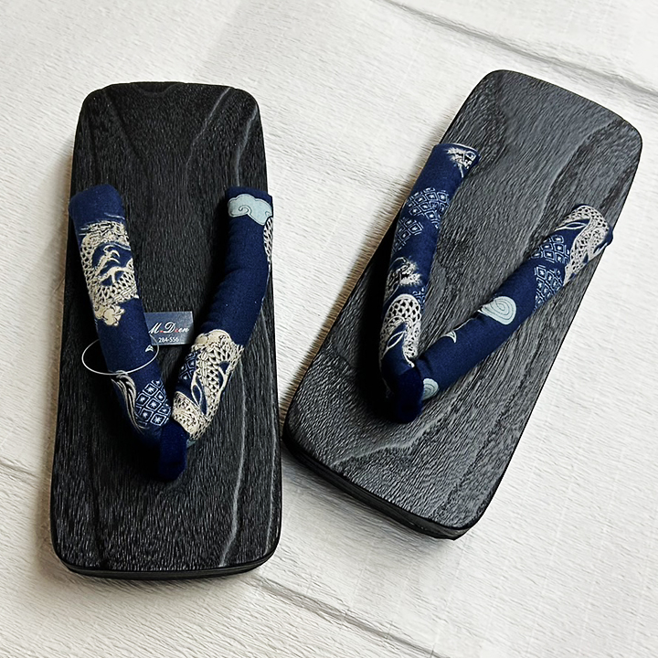夏物　男性用　桐下駄【紺　龍】